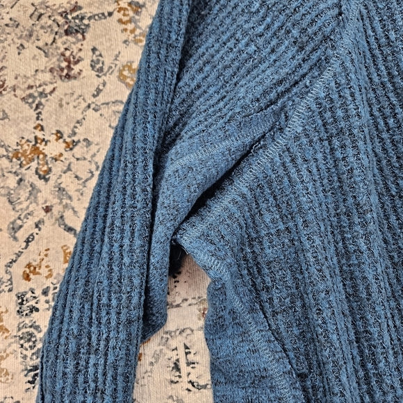 Torrid Blue Teal Brushed Waffle Crew Neck Raglan Sweatshirt 3 - Picture 3 of 9